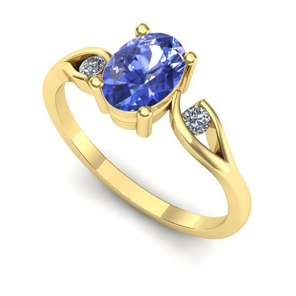 Inel logodna din aur galben cu tanzanit