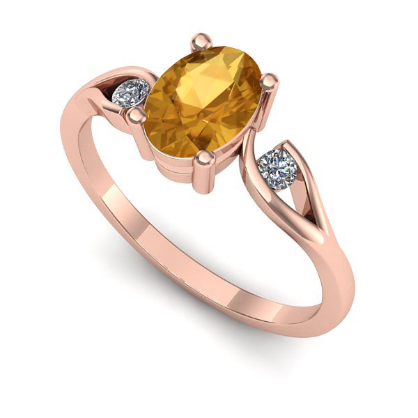 Inel de logodna din aur roz cu citrin
