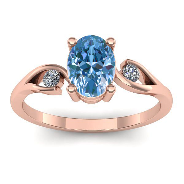 Inel logodna cu diamant de laborator albastru oval