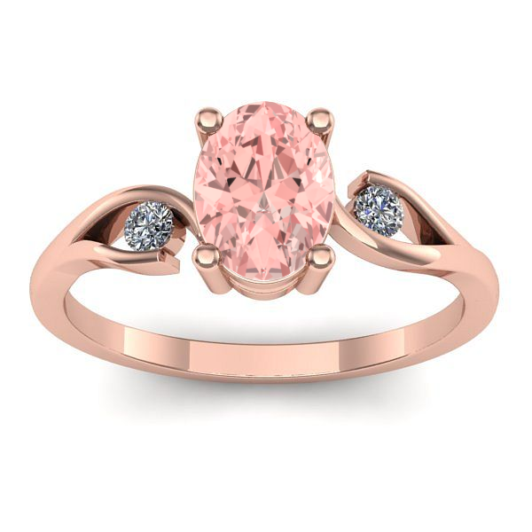 Inel cu diamant de laborator roz oval