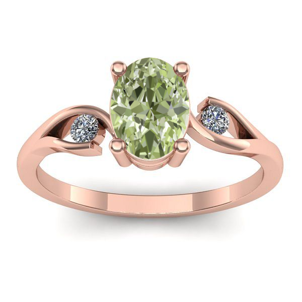 Inel cu diamant de laborator verde oval