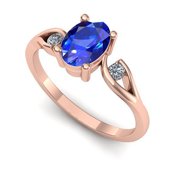 Inel din aur roz cu safir