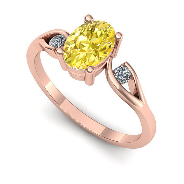 Inel din aur roz cu safir galben