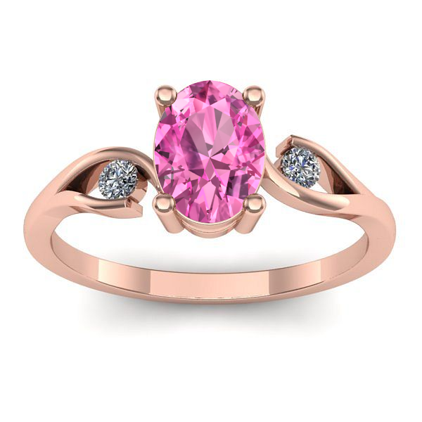 Inel logodna cu safir roz oval