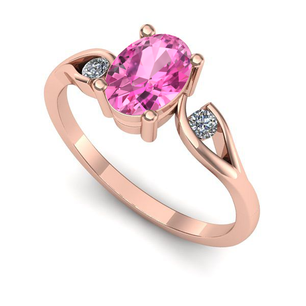 Inel de logodna din aur roz cu safir roz