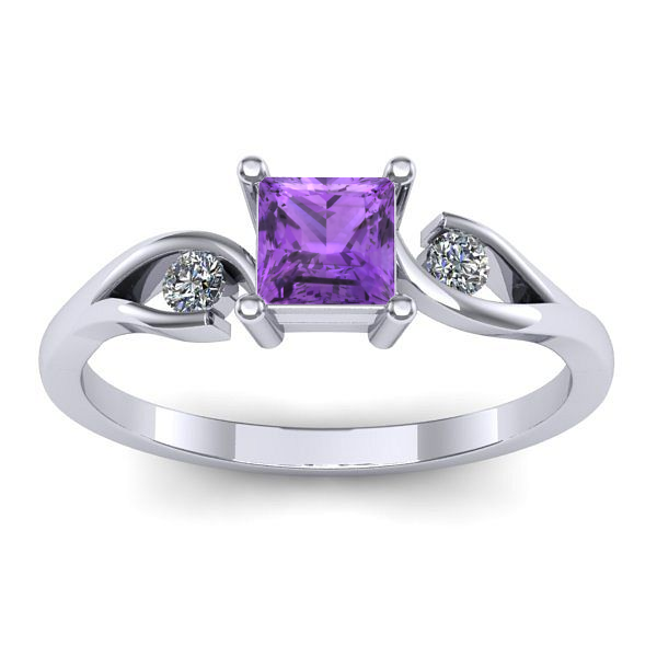 Inel logodna cu ametist patrat