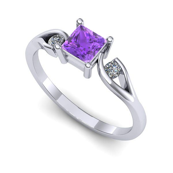 Inel din aur alb cu ametist