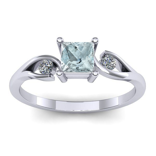 Inel logodna cu aquamarin patrat