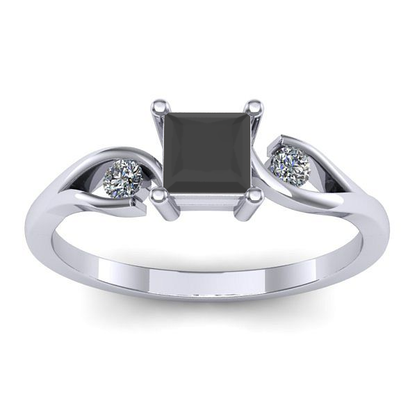 Inel de logodna cu diamant negru patrat