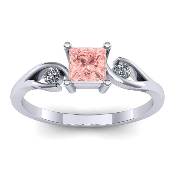 Inel cu diamant de laborator roz patrat