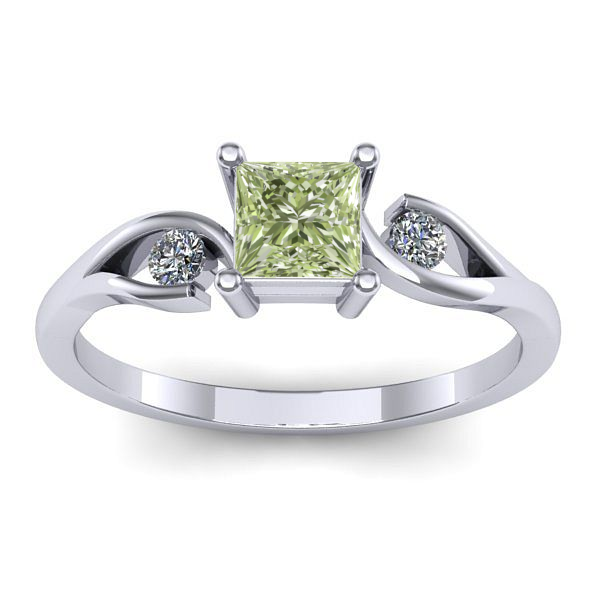 Inel de logodna cu diamant de laborator verde patrat