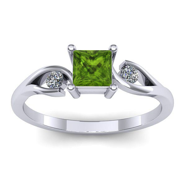 Inel de logodna cu peridot patrat