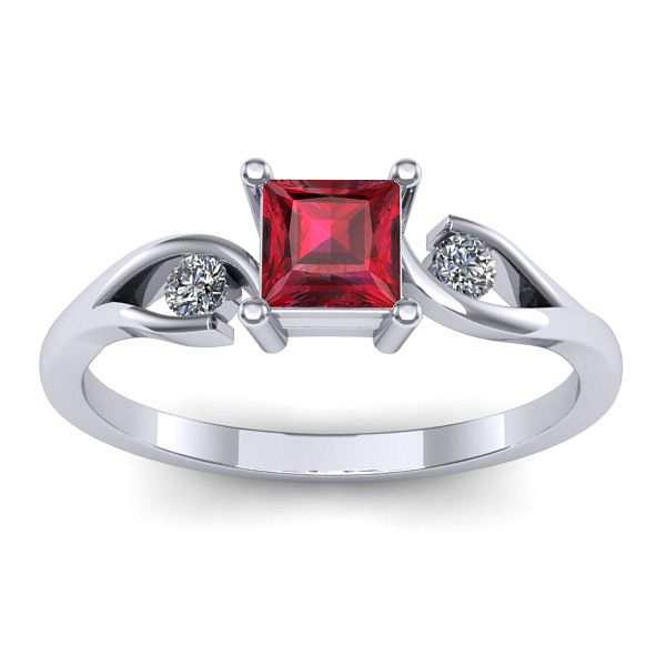 Inel cu rubin patrat