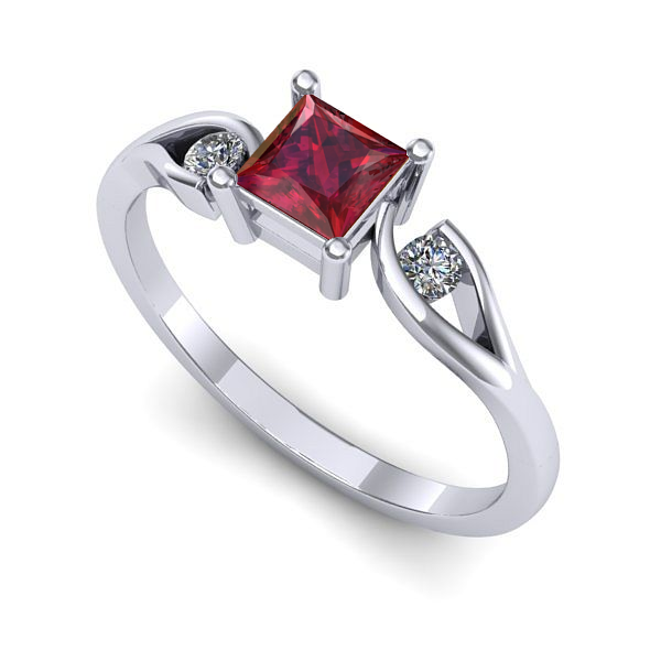 Inel de logodna din aur alb cu rubin