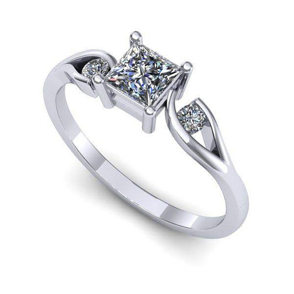 Inel logodna din aur alb cu safir alb