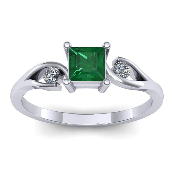 Inel cu smarald patrat