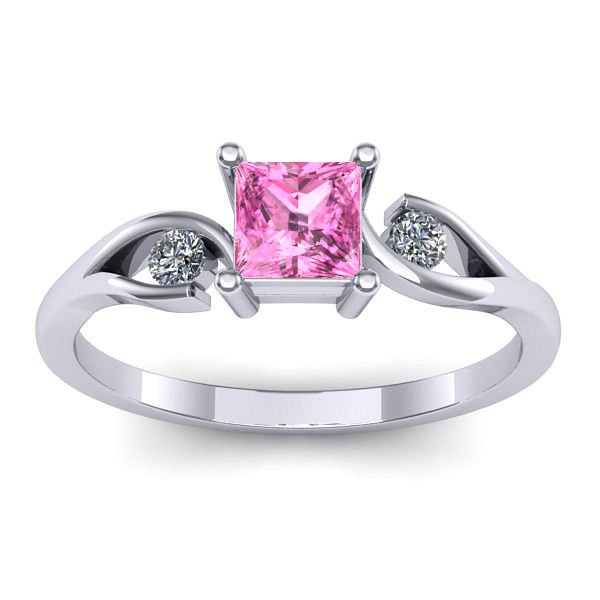 Inel cu safir roz patrat