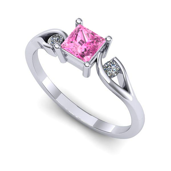 Inel din aur alb cu safir roz