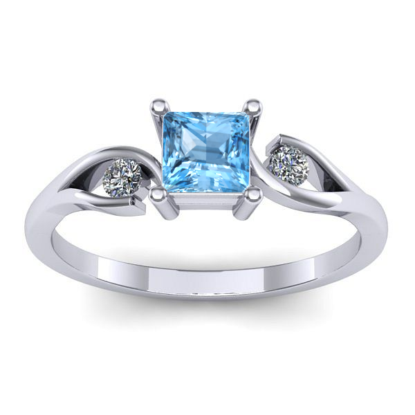 Inel de logodna cu topaz blue patrat