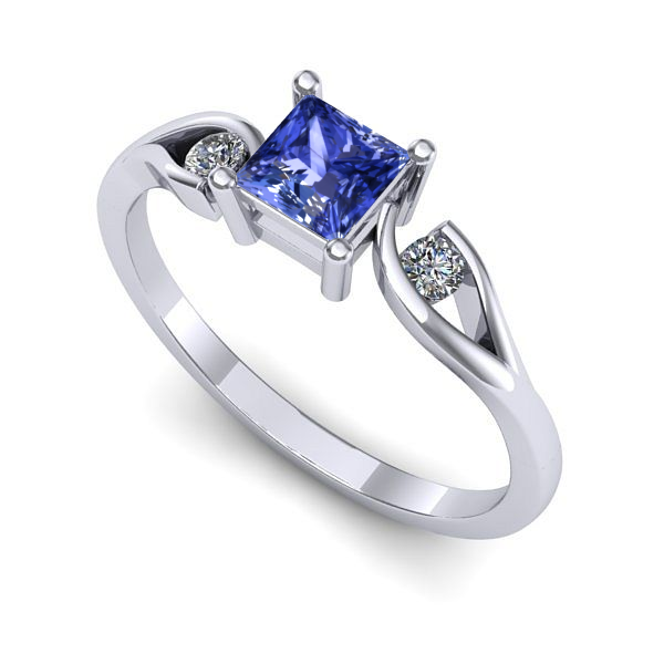 Inel de logodna din aur alb cu tanzanit