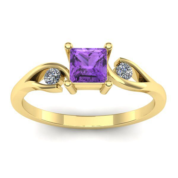 Inel de logodna cu ametist patrat