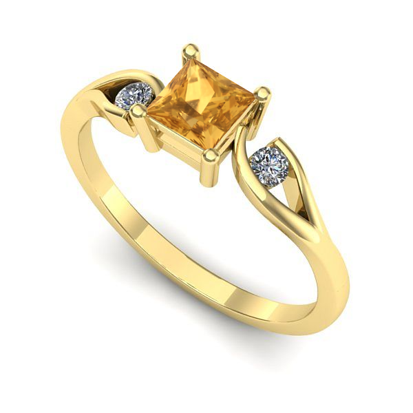 Inel din aur galben cu citrin