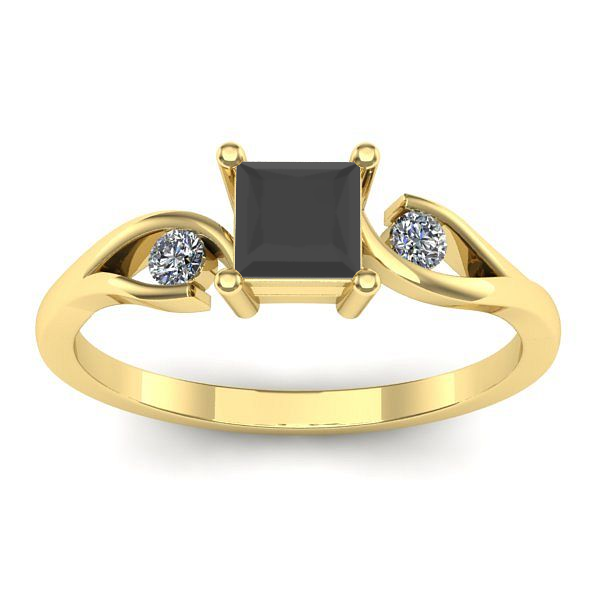 Inel logodna cu diamant negru patrat