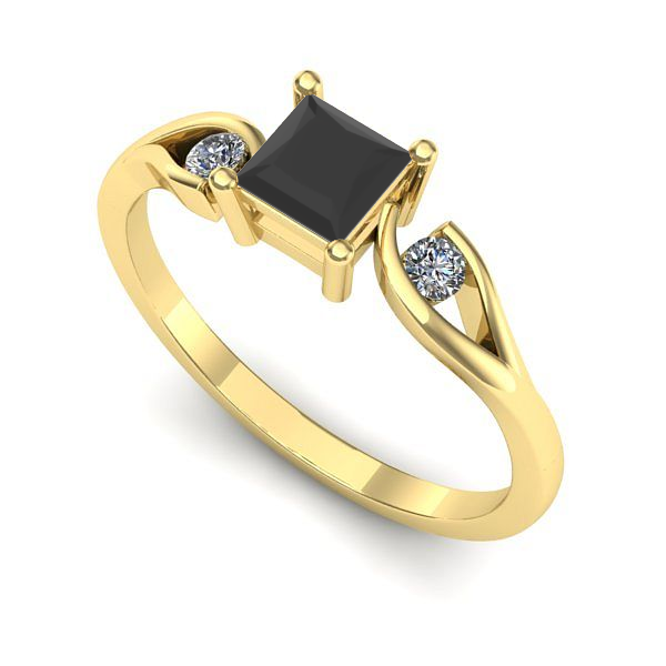 Inel din aur galben cu diamant negru