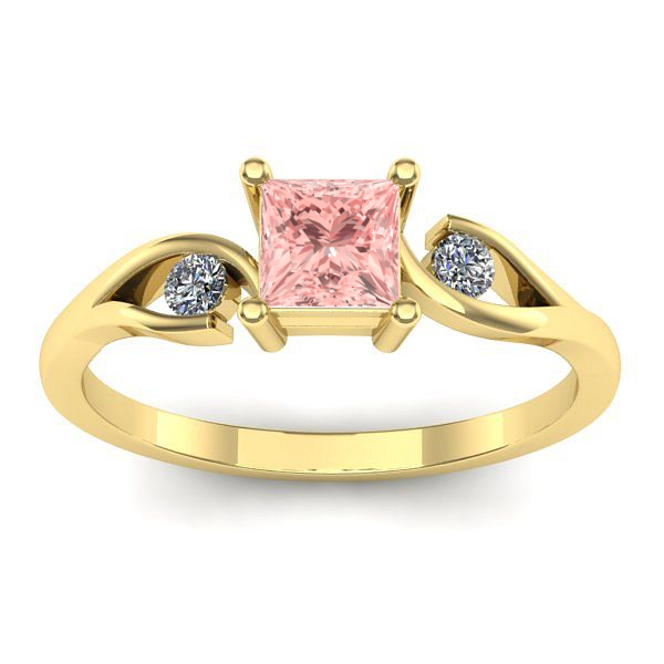 Inel de logodna cu diamant de laborator roz patrat