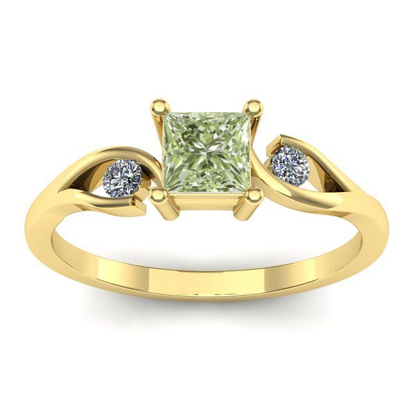 Inel de logodna cu diamant de laborator verde patrat