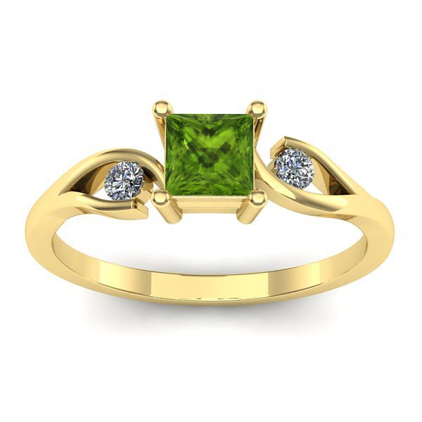 Inel cu peridot patrat