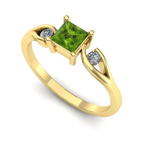 Inel logodna din aur galben cu peridot