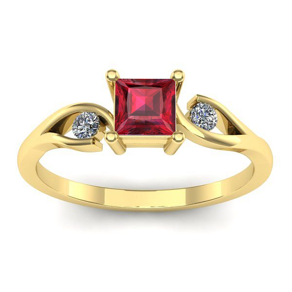 Inel logodna cu rubin patrat