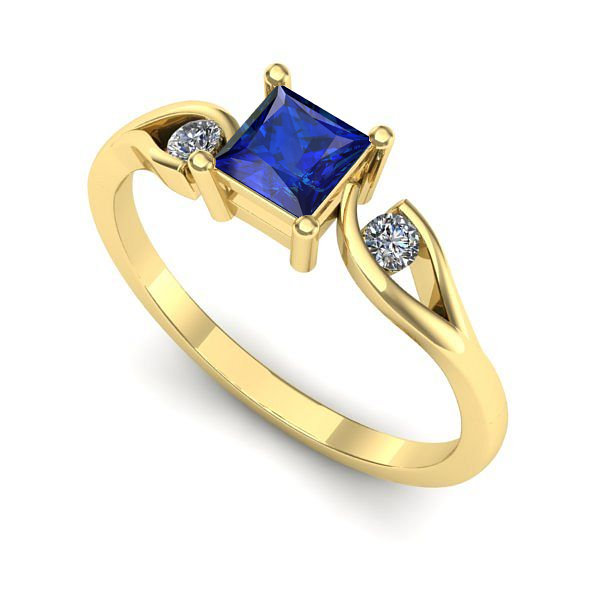 Inel logodna din aur galben cu safir