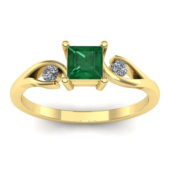 Inel de logodna cu smarald patrat