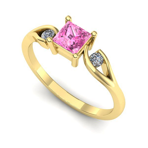 Inel de logodna din aur galben cu safir roz