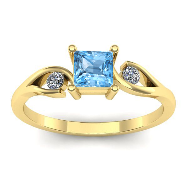 Inel de logodna cu topaz blue patrat