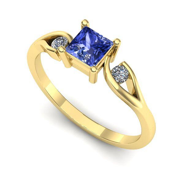 Inel logodna din aur galben cu tanzanit