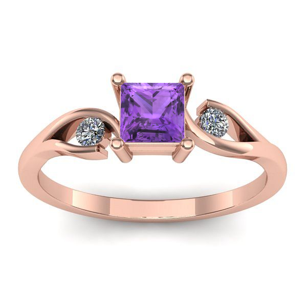 Inel cu ametist patrat