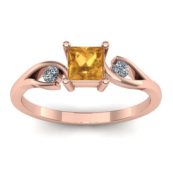 Inel logodna cu citrin patrat