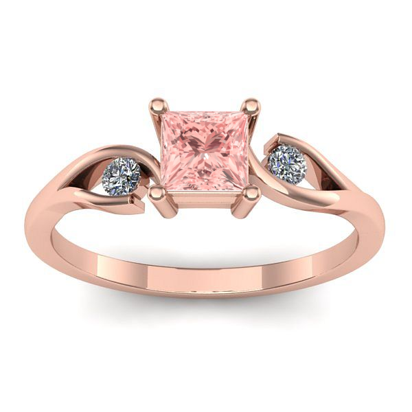 Inel de logodna cu diamant de laborator roz patrat