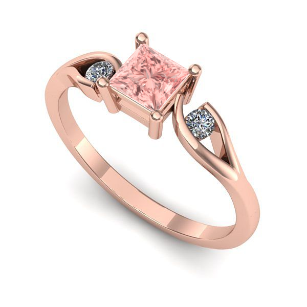 Inel de logodna din aur roz cu diamant de laborator roz