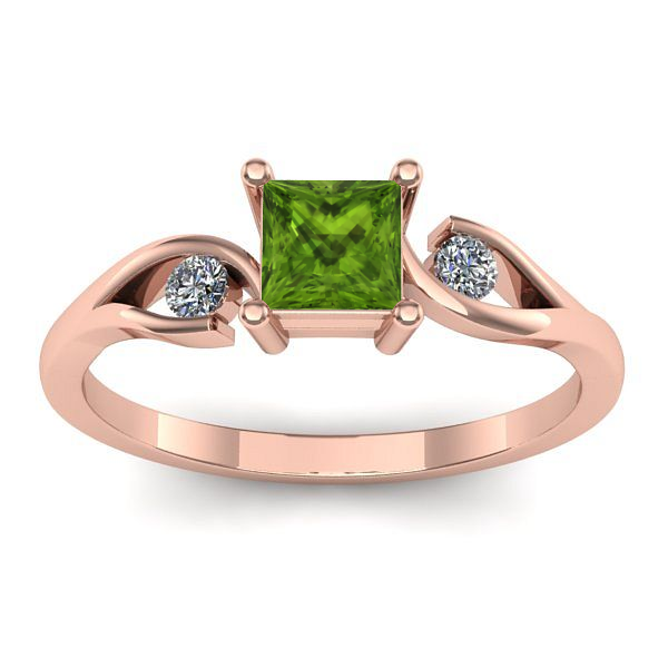 Inel cu peridot patrat