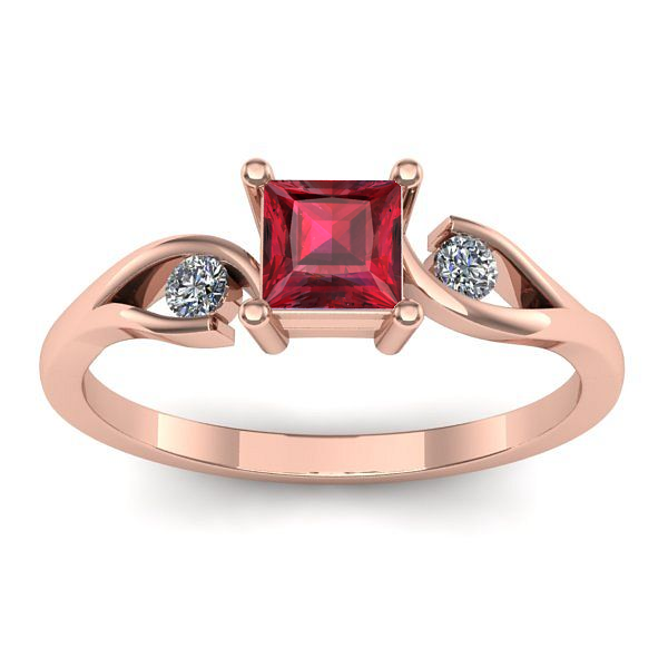 Inel logodna cu rubin patrat