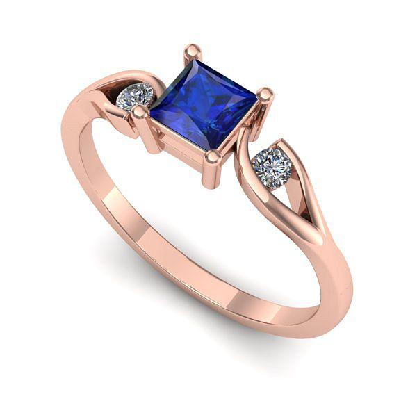 Inel din aur roz cu safir