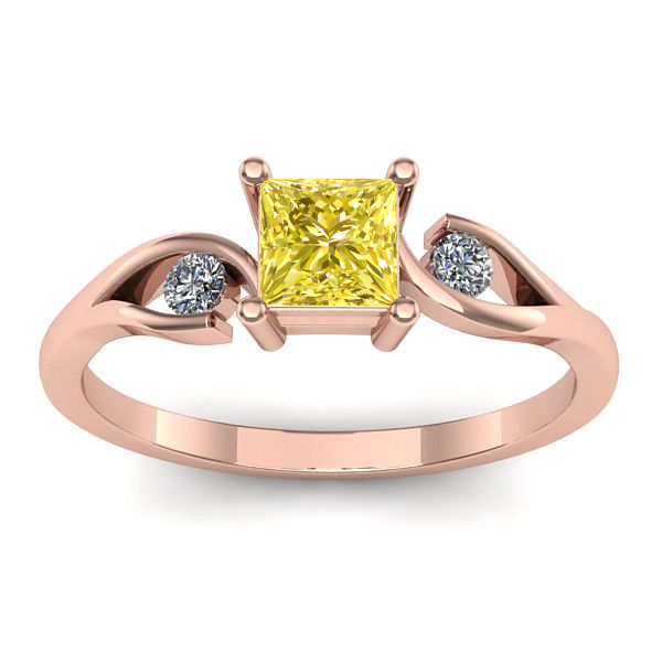 Inel de logodna cu safir galben patrat