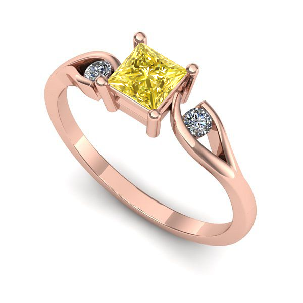 Inel logodna din aur roz cu safir galben