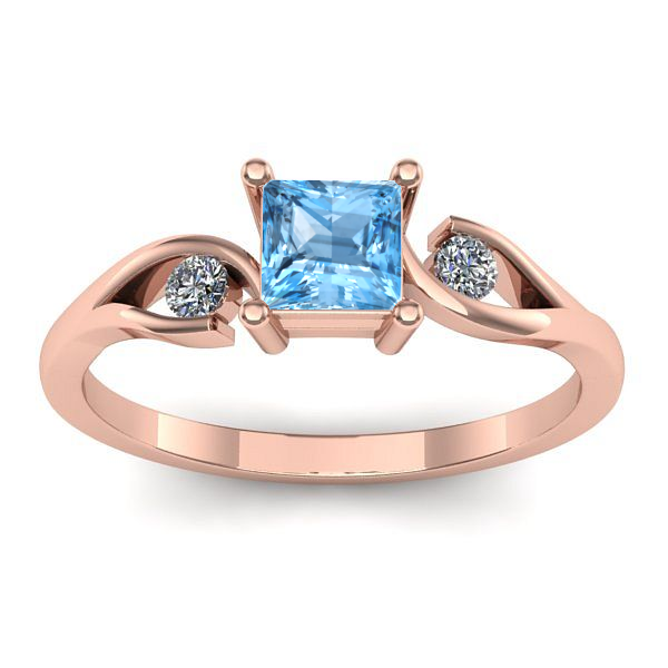Inel logodna cu topaz blue patrat