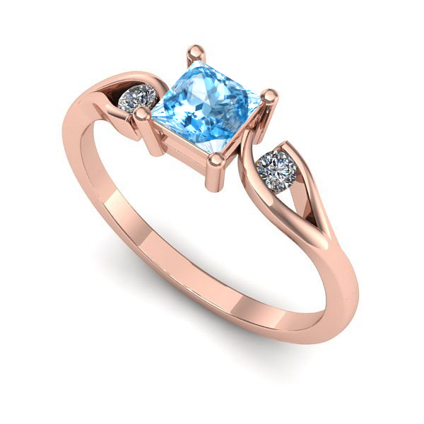 Inel logodna din aur roz cu topaz blue