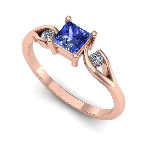 Inel din aur roz cu tanzanit